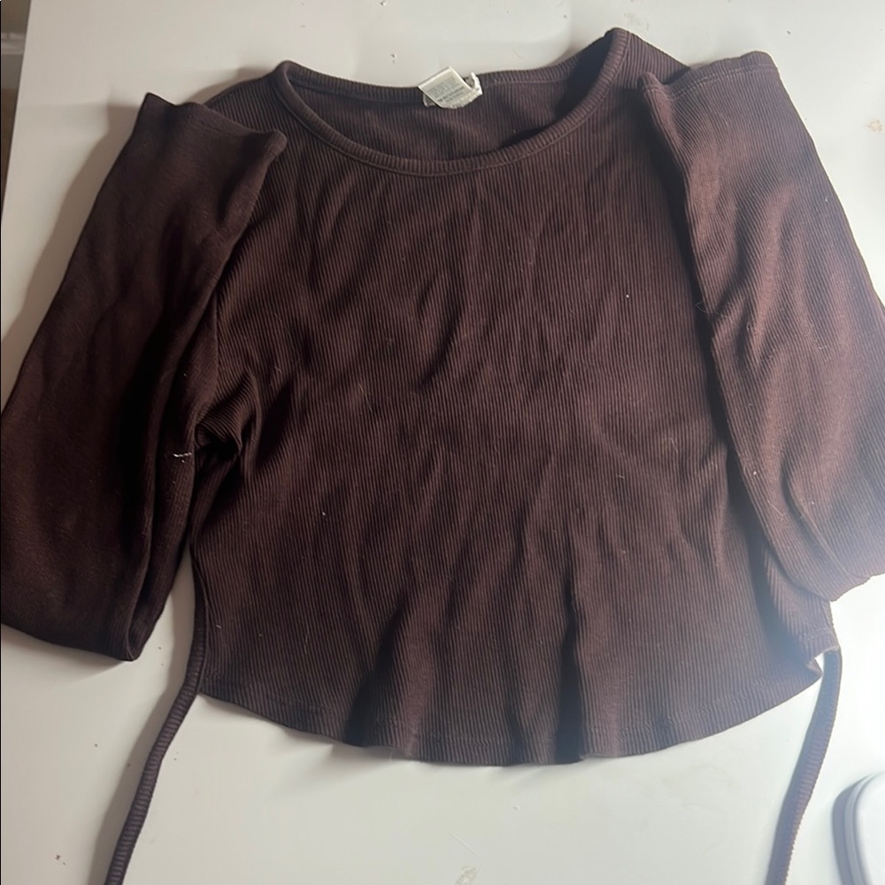 Bozzolo Brown Crop Top